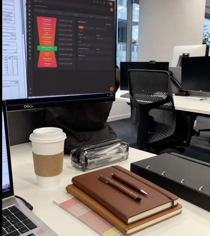 Mesa de trabalho de cliente com o Hunter aberto na tela