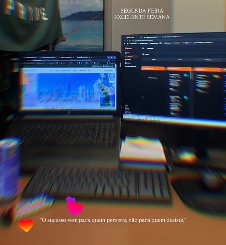 Mesa de trabalho de cliente com o Hunter aberto na tela